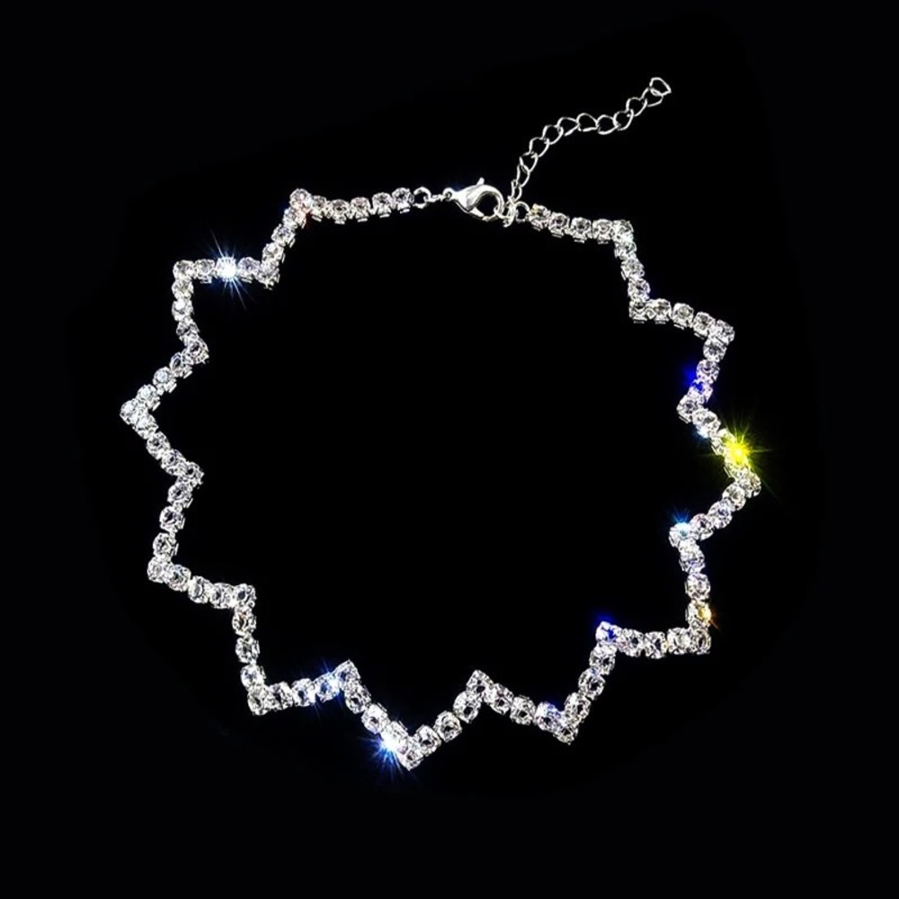 Zigzag Rhinestone Choker Necklace